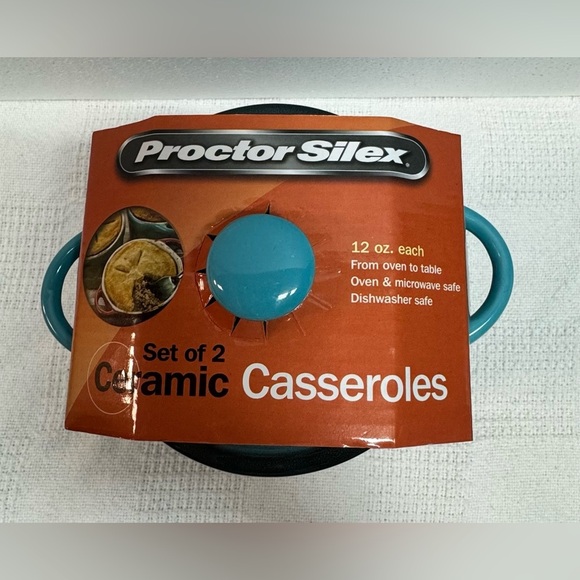 Proctor Silex Blue Ceramic Casserole Set 12 oz. - Picture 2 of 4